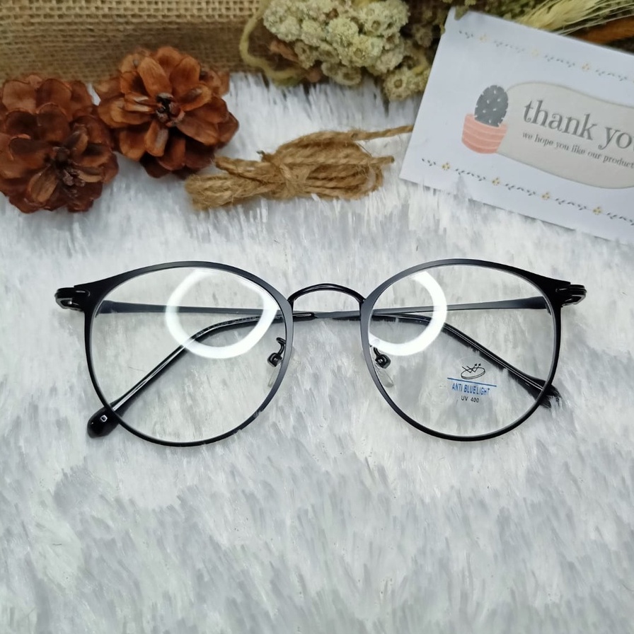 FRAME KACAMATA BULAT MINUS ANTI RADIASI WANITA CEWEK FASHION KEREN 1326