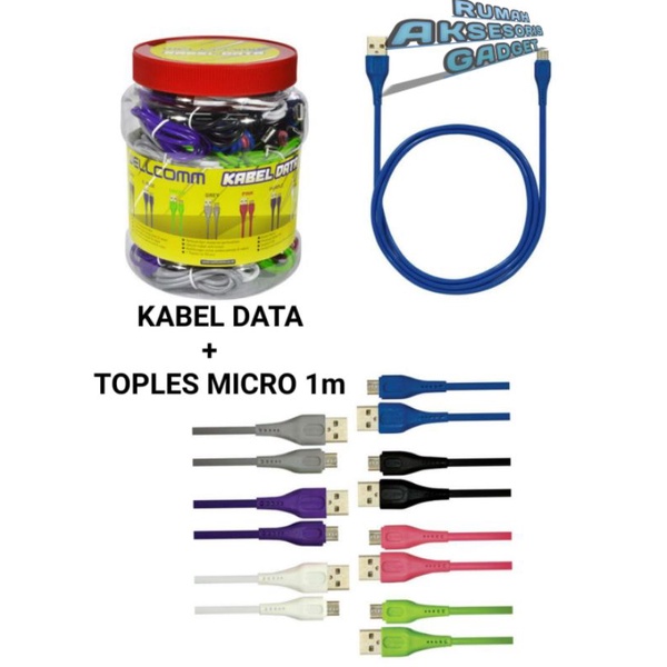 Kabel data WELLCOMM Micro USB V8 Android toples support fast charger 2,4A bahan berkualitas Welcome termurah