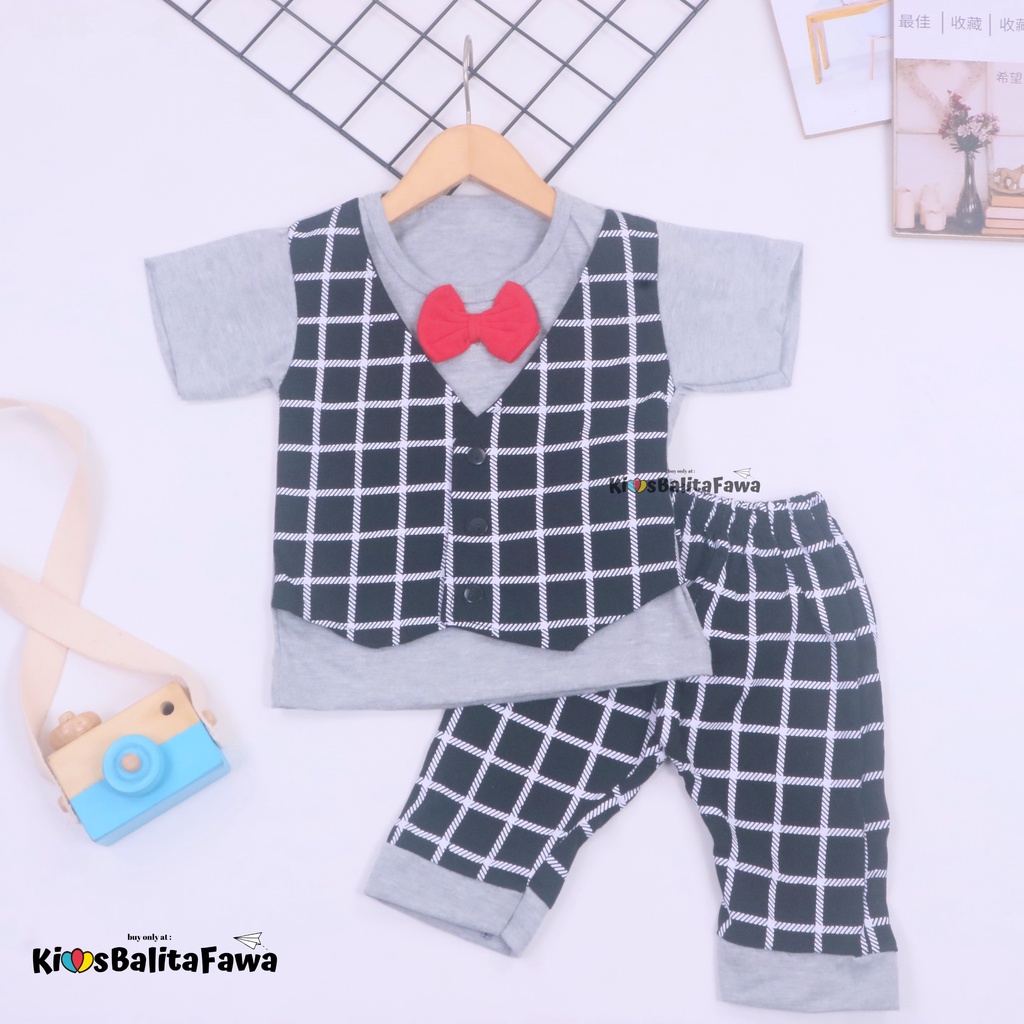 Setelan Rompi Baby Colin uk 3-18 Bulan / Export Class Set Baju Bayi Laki Kaos Lengan Rompi Celana