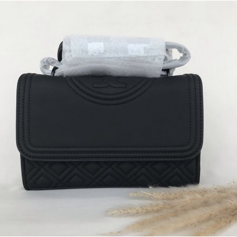 TB Fleming Matte Small Convertible Shoulder Bag Black