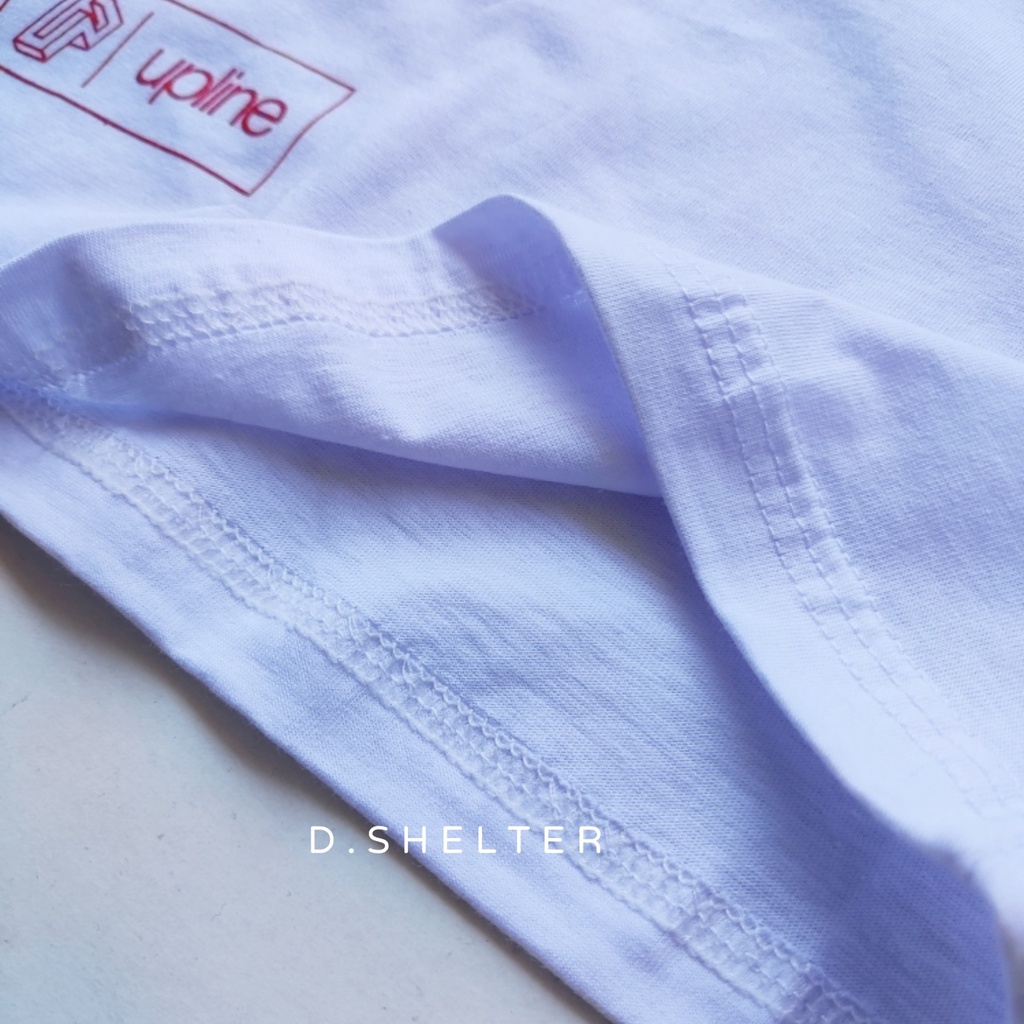 Baju Kaos Distro Anak UPLINE Putih Motif Saku/DSHELTER/KAOS MURAH