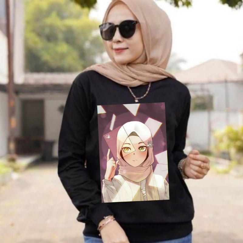 Baju Lengan Panjang Wanita Edisi Muslimah Hijabers-Kekinian kaos Distro Keren