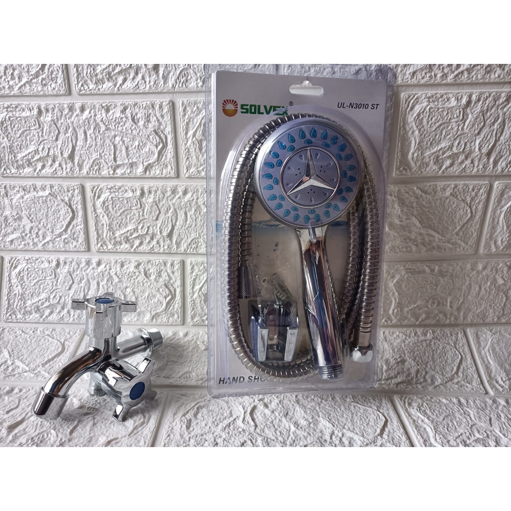 Paket Hand shower B dan Kran Cabang2 biru paket Handshower kamar mandi Premium