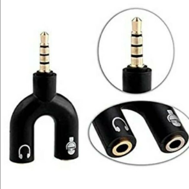 Audio Jack 3.5mm Splitter U 2in1 Mic dan headset Male to Female Splite