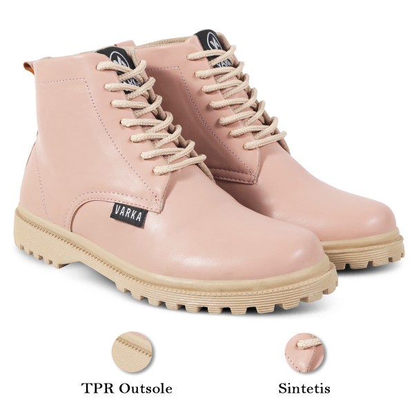 Sepatu Boots Wanita Terbaru V 3311 Brand Varka Sepatu Sneakers Wanita Trendi Berkualitas Warna Pink