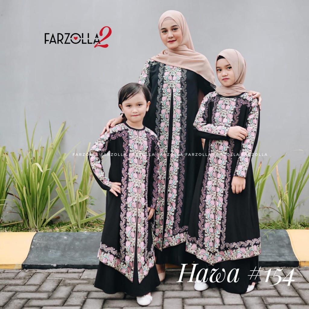 COUPLE ABAYA IBU DAN ANAK//Abaya Turkey HAWA 154  hitam bordir//turki saudi// Abaya ORI/Abaya Hitam