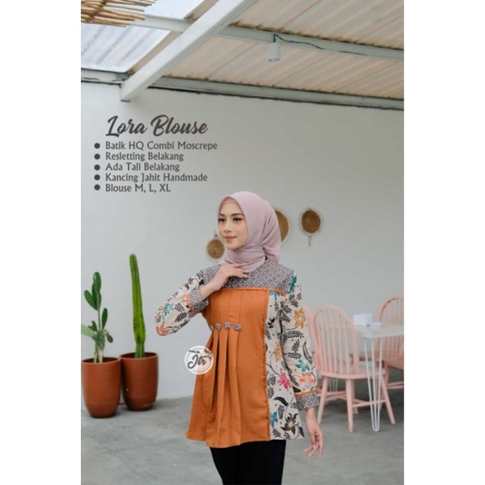 tey-17 Batik wanita ASJ SA HRB026 Kenongo Kemeja Tosca Pendek-Lo'la kunyit