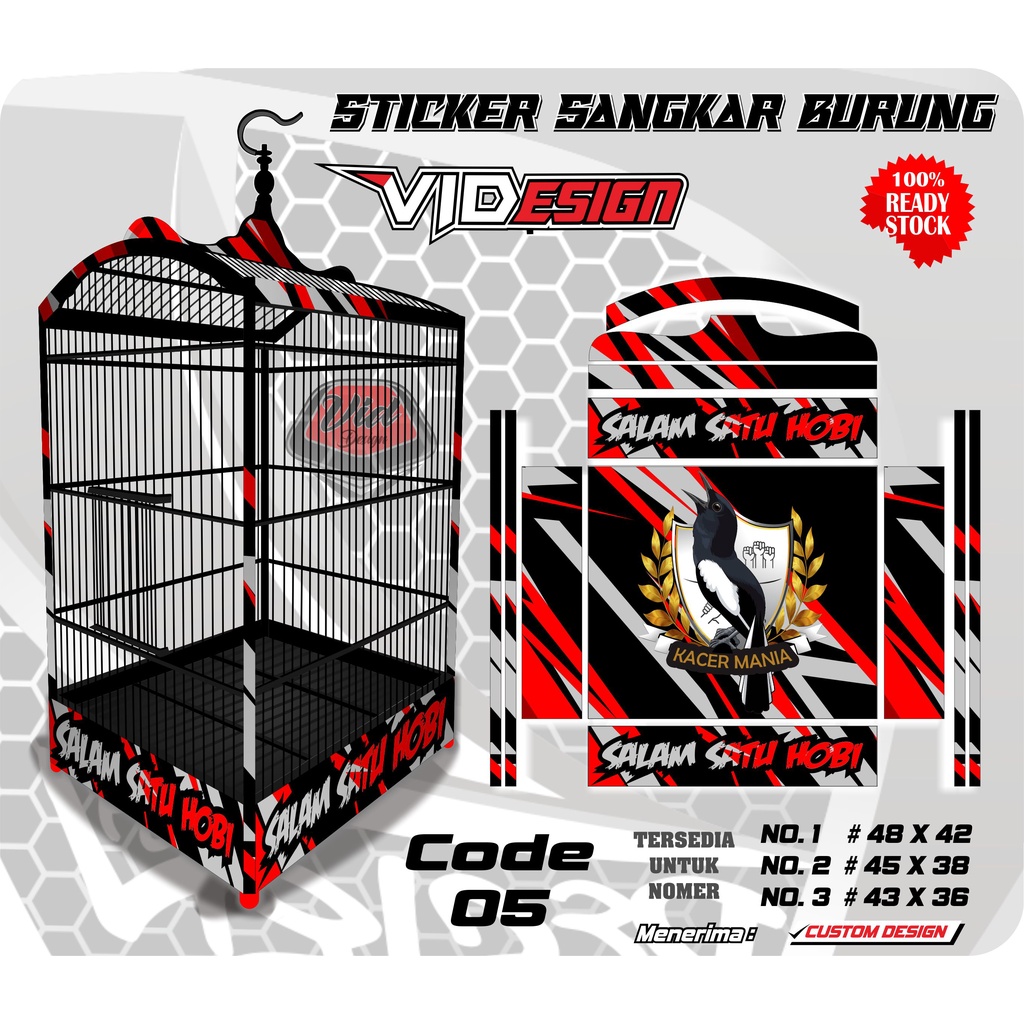 STICKER DECAL SANGKAR EBOD KOTAK NO 1,2,3 STIKER KANDANG KOTAK KACER