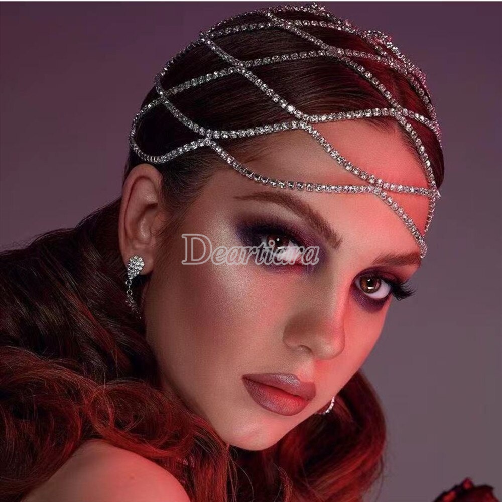 Fashionable Mesh Rhinestone Hair Chain Temperament Multi-layer Full Diamond Hair Accessory