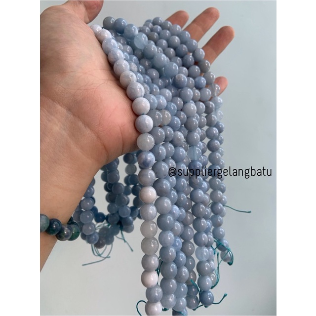 batu blue moss agate biru 8mm aksesoris fashion gelang kalung craft