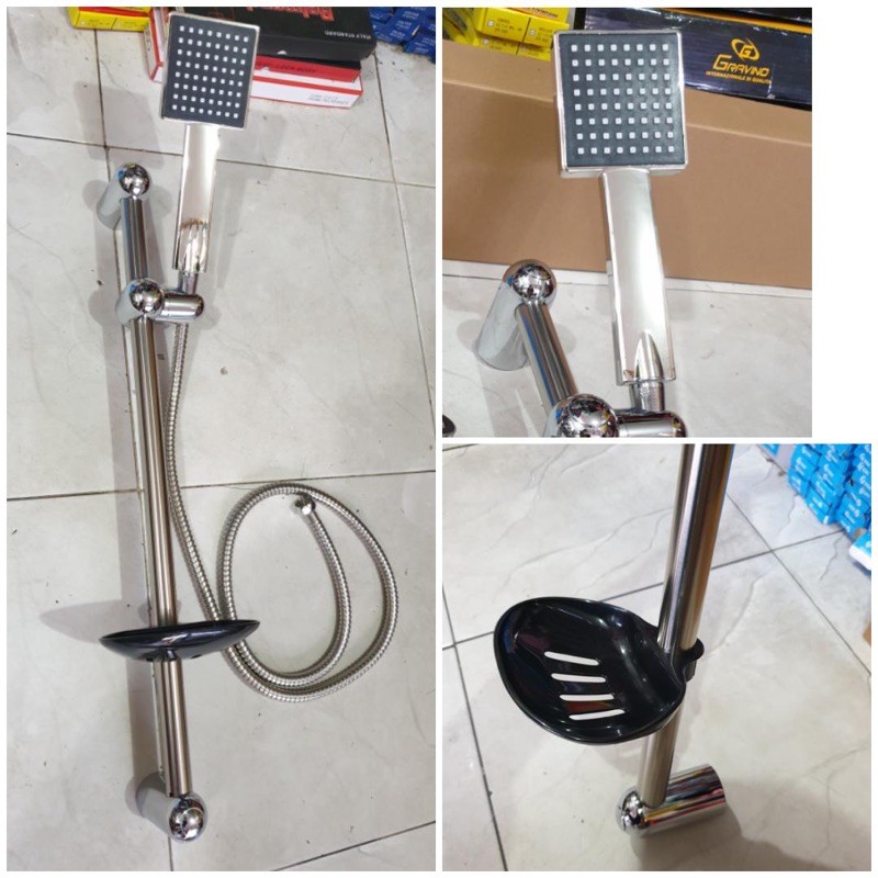 shower tiang stainless kotak hitam TERMURAH