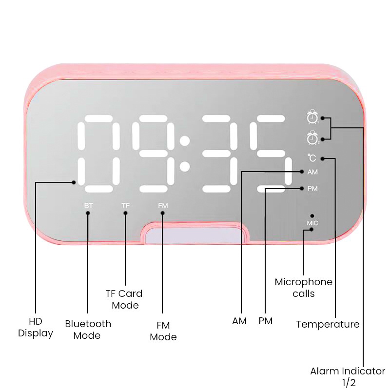 Speaker Jam Bluetooth Portable Wireless FM Radio Wireless Bass Mini Stereo LED Display Alarm