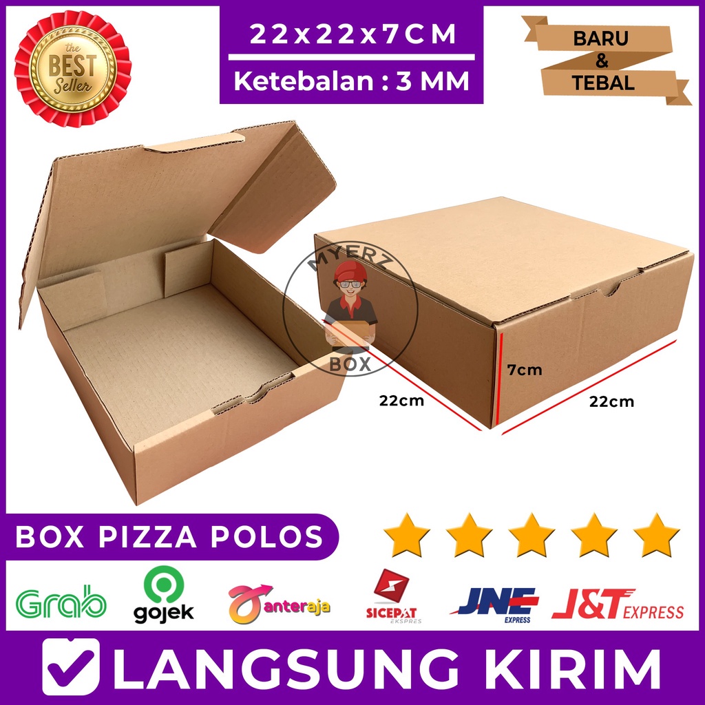 

Kardus Die Cut Pizza Polos 22x22x7 Cm Single Wall, Tebal Baru Murah