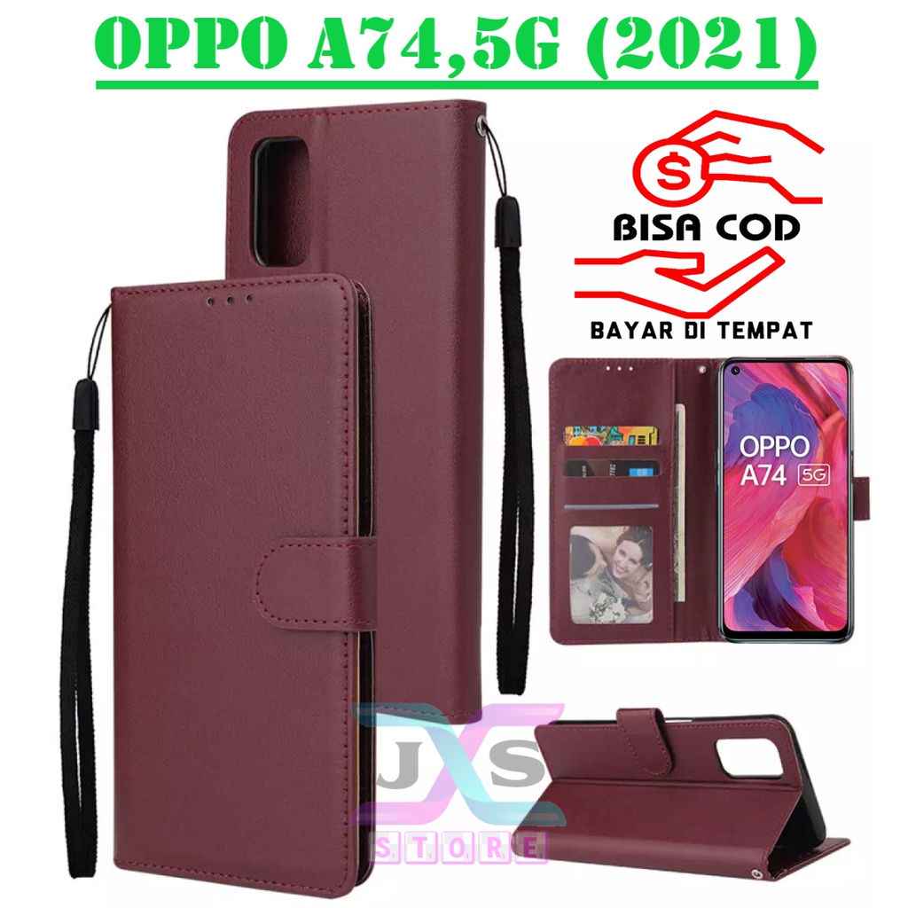 SARUNG BUKU HP UNTUK OPPO A74-5G (2021) / FLIP WALLET UNTUK OPPO A74-5G (2021) / LEATHER CASE UNTUK 