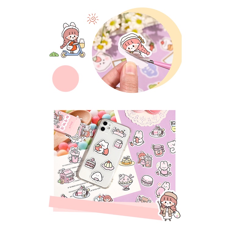 300pcs / set Stiker Motif Kartun Anak Perempuan Handmade Untuk Dekorasi Diary