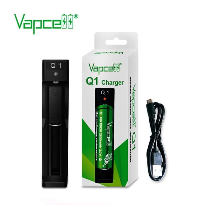 authentic charger baterai 1 slot Q1 VAPCELL casaan baterai