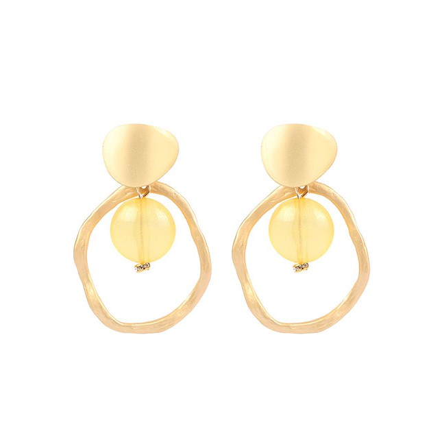 LRC Anting Tusuk Fashion Brown Asymmetric Acrylic Alloy Cutout Earrings F58362