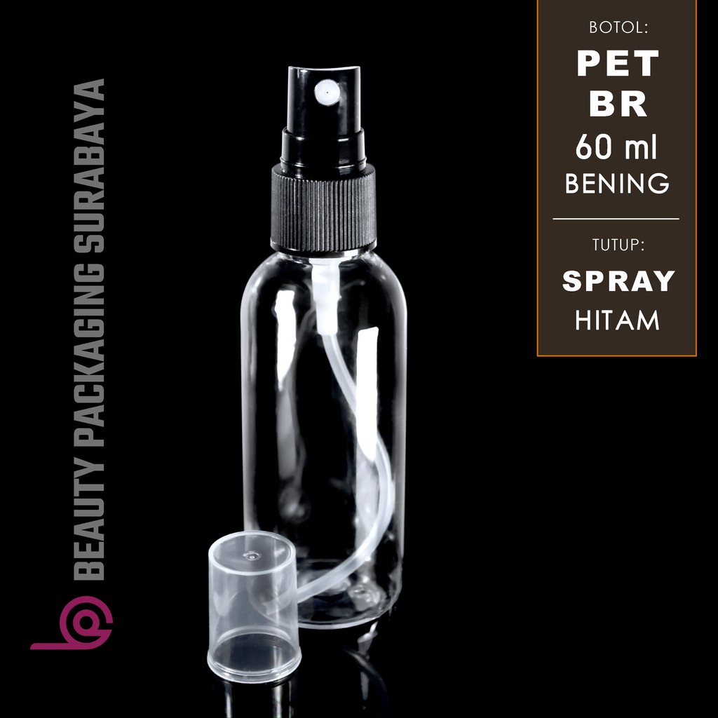 Botol Plastik PET 60ml BR Bening Tutup Spray