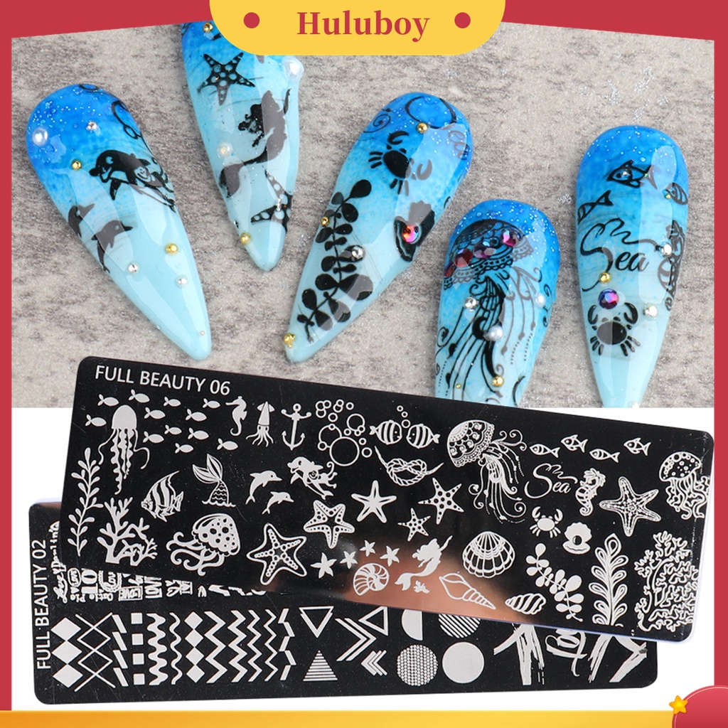 Huluboy Huluboy♡ Plat Stempel Kuku Bahan Stainless Steel Untuk Manicure