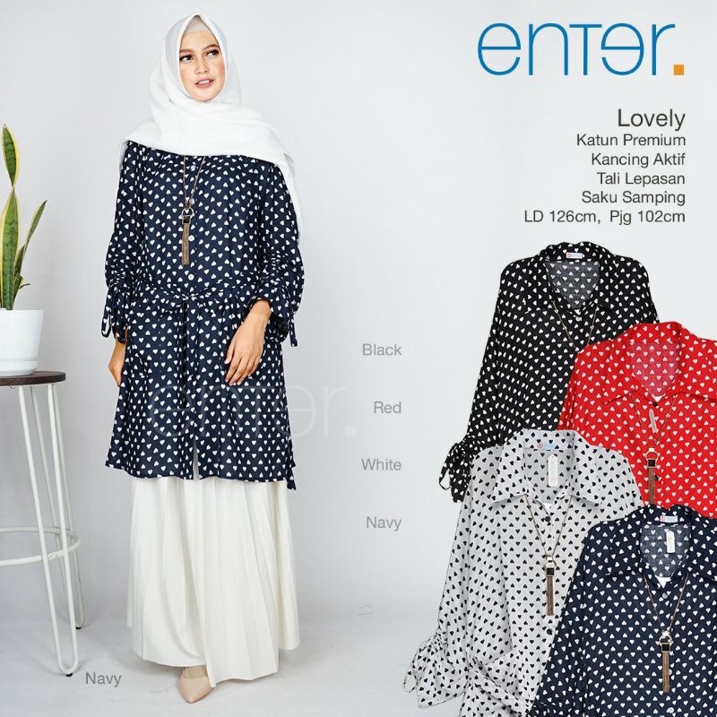 Tunik Wanita XXXL Jumbo Terbaru Atasan Muslim Wanita Big Size Polkadot Lovely Enter