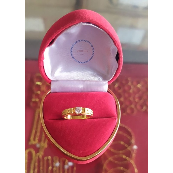 Cincin batu putih polos variasi emas kadar 375