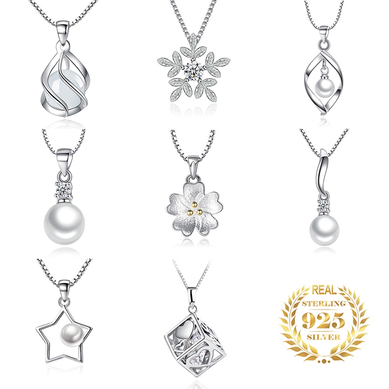 925 liontin perak murni untuk wanita liontin berlian perhiasan kalung fashion DZ-002