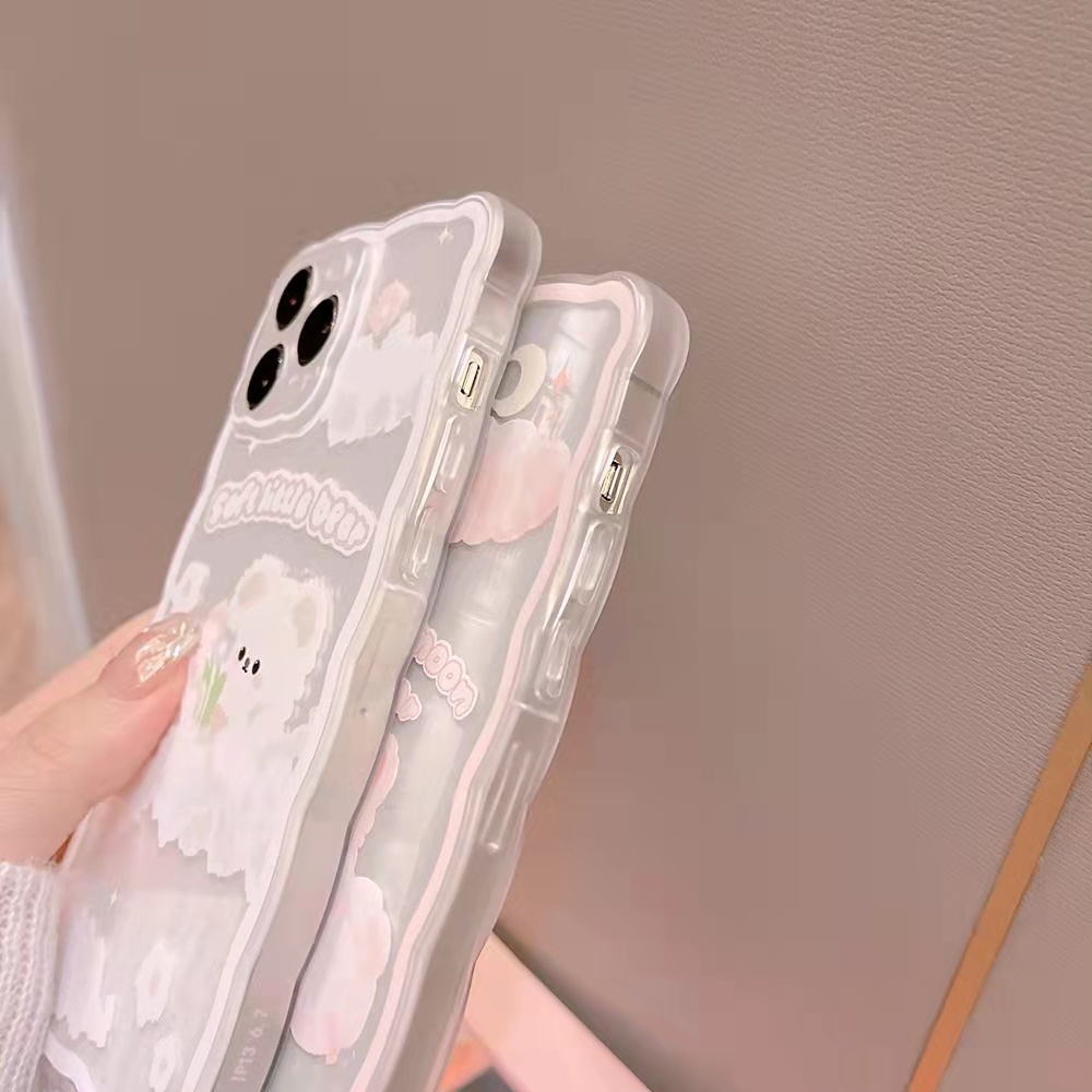 iPhone Case iPhone 13 13pro 13prm Silicone Soft Case Transparan Bergelombang Perbatasan Kartun Lucu untuk iphone 11 iphone 12 pro max iphone 7 plus iphone 8 plus phone xr xs max X Xr 11 Max 8plus iphone Pro mini7SE