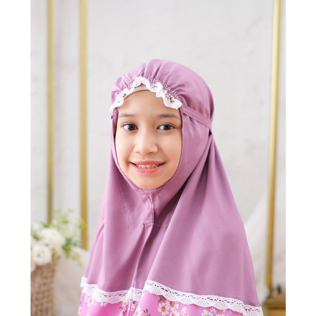 Pusat Grosir Beli Mukena Tasik - Mukena Anak (5-12 Tahun) Katun Rayon Bali Rose Flower Termurah Jelita