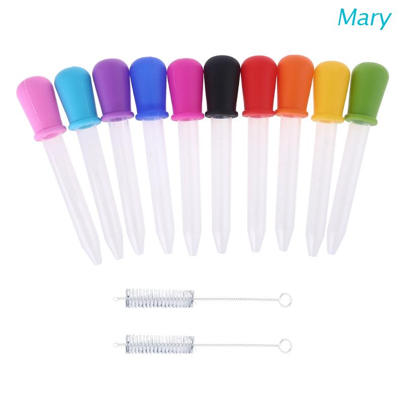 Mary 10Pcs Pipet Tetes Obat Cair + 2 Brush Untuk Bayi