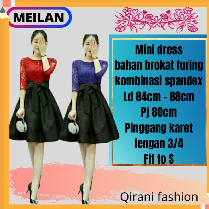 Baju Mini Dress Dres Brokat Brukat Pesta Kondangan Casual Kasual Wanita Cewek Perempuan Korea Korean
