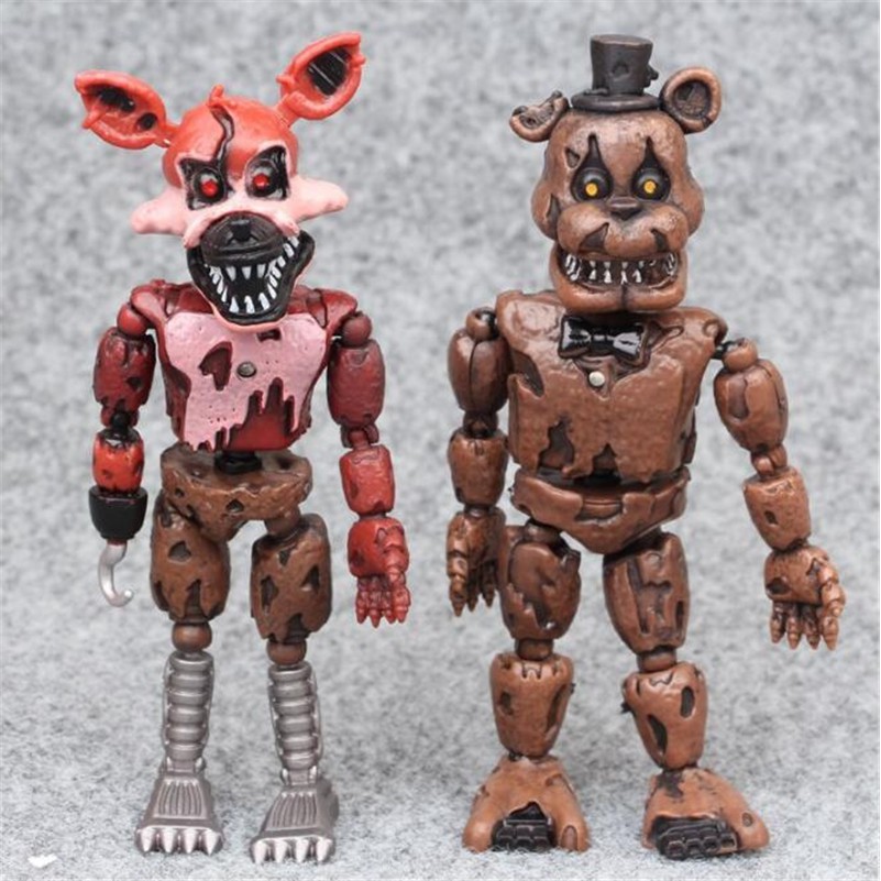 6pcs / set Mainan Action Figure Five Nights at Freddy 's Nightmare Freddy Chica Bonnie Foxy Bahan PVC Untuk Dekorasi Kue