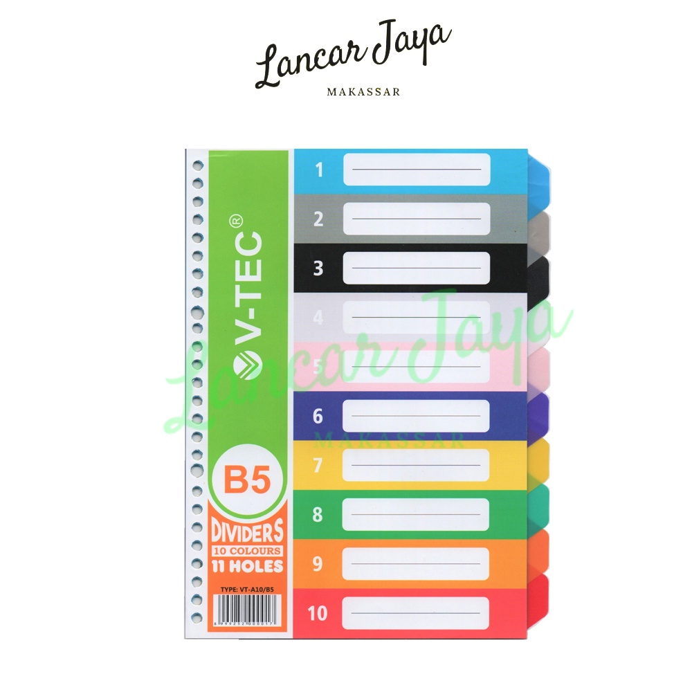

Pembatas Binder Color Index Divider VTEC V-TEC B5 10 Tabs VT-A10/B5