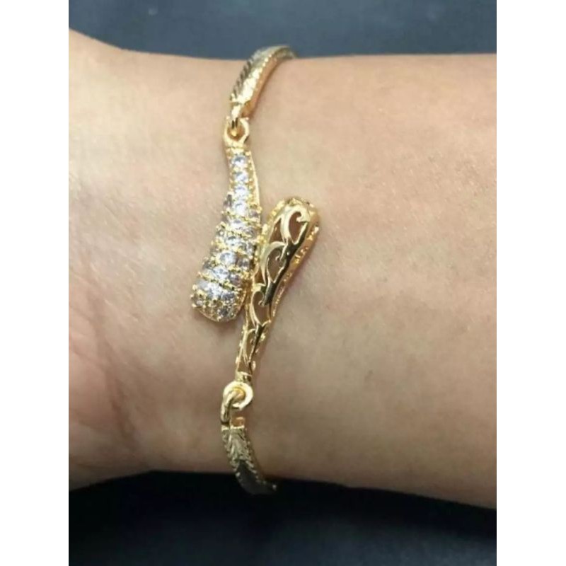 gelang tangan rante batang cantik perhiasan wanita titanium