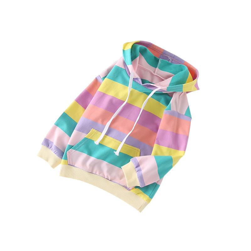 HappyOliver RAINBOW SWEATER atasan baju anak perempuan Hoodie lengan panjang import