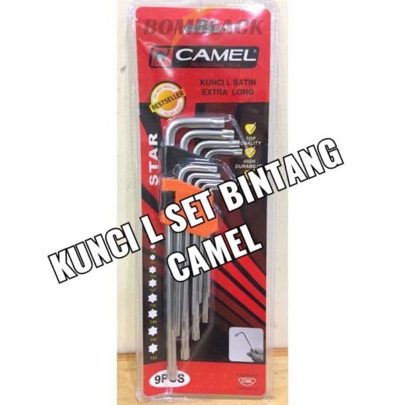 kunci l bintang set panjang (berlubang)CAMEL 9pcs /kunci l set bintang (berlubang)