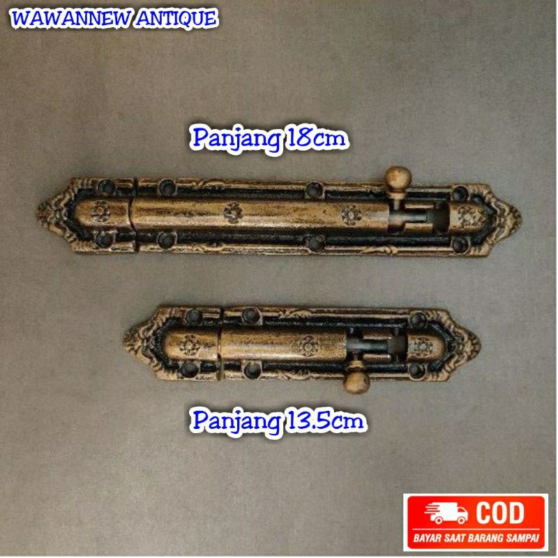 Grendel Pintu Rumah Pagar Aluminium Antik Murah Motif Ukir 18.2cm