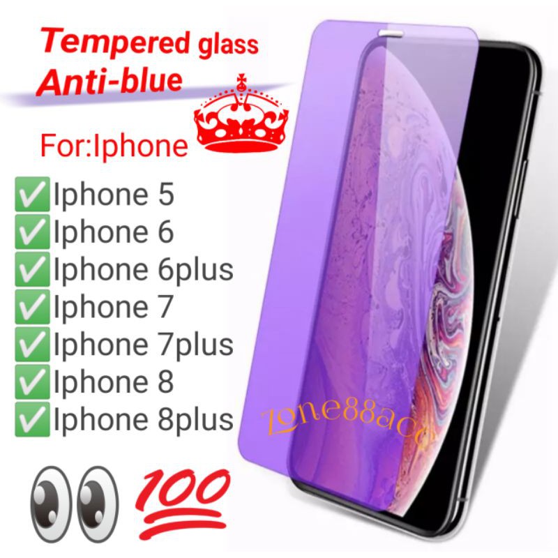 Antigores Antiblue Iphone 5 6 6plus 7 7plus 8 8plus Plus Tempered Glass Screen Guard protector TG