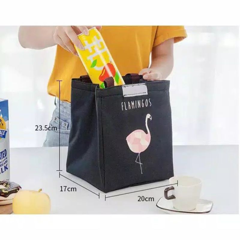 Tas Bekal Lunch Bag Motif Flamingo Panjang