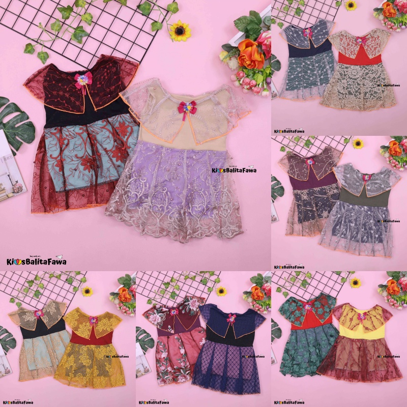 Dress Diana uk 1-2 Tahun / Baju Kensi Brukat Anak Perempuan Import Quality Dres Cape Cewe Gaun Pesta