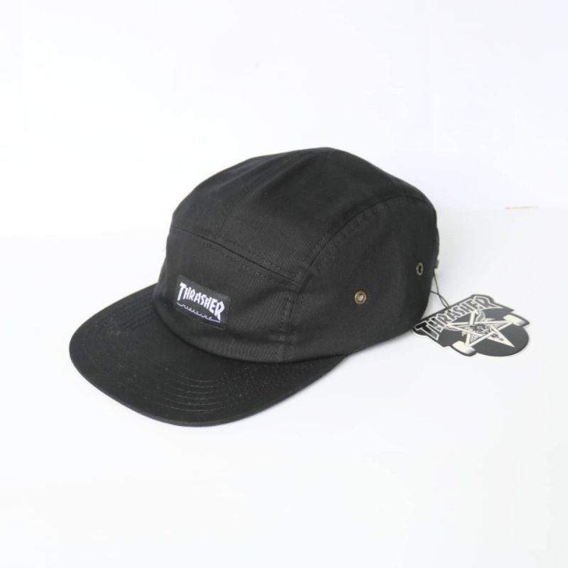 Topi thrasher 5 panel hitam