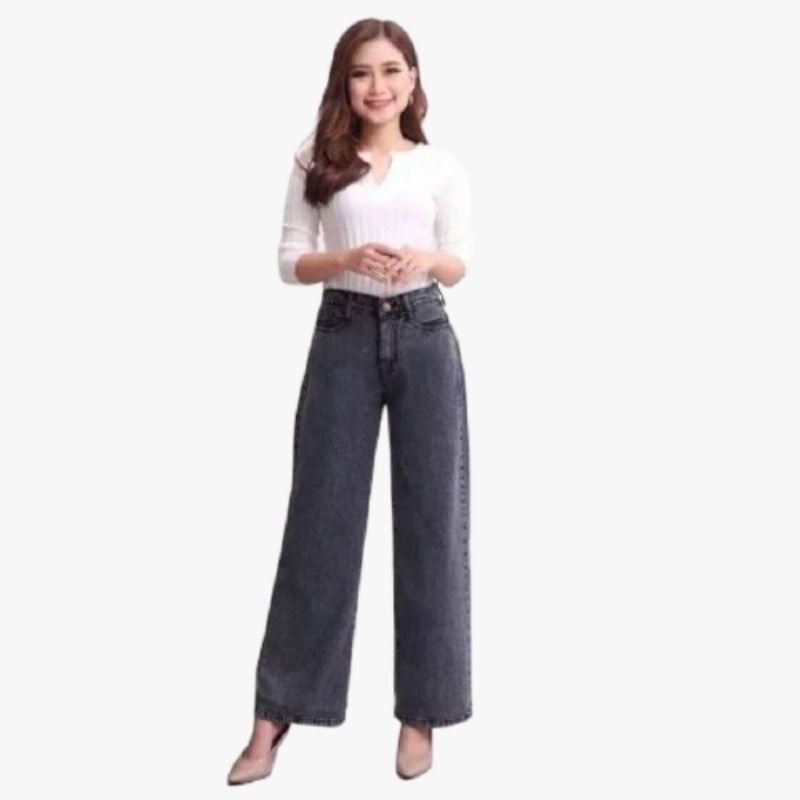 Kulot Jeans Wanita Snow Blue//Celana Jeans Kulot//Highwaist Kulot Jeans Wanita Black Snow//Celana Wa