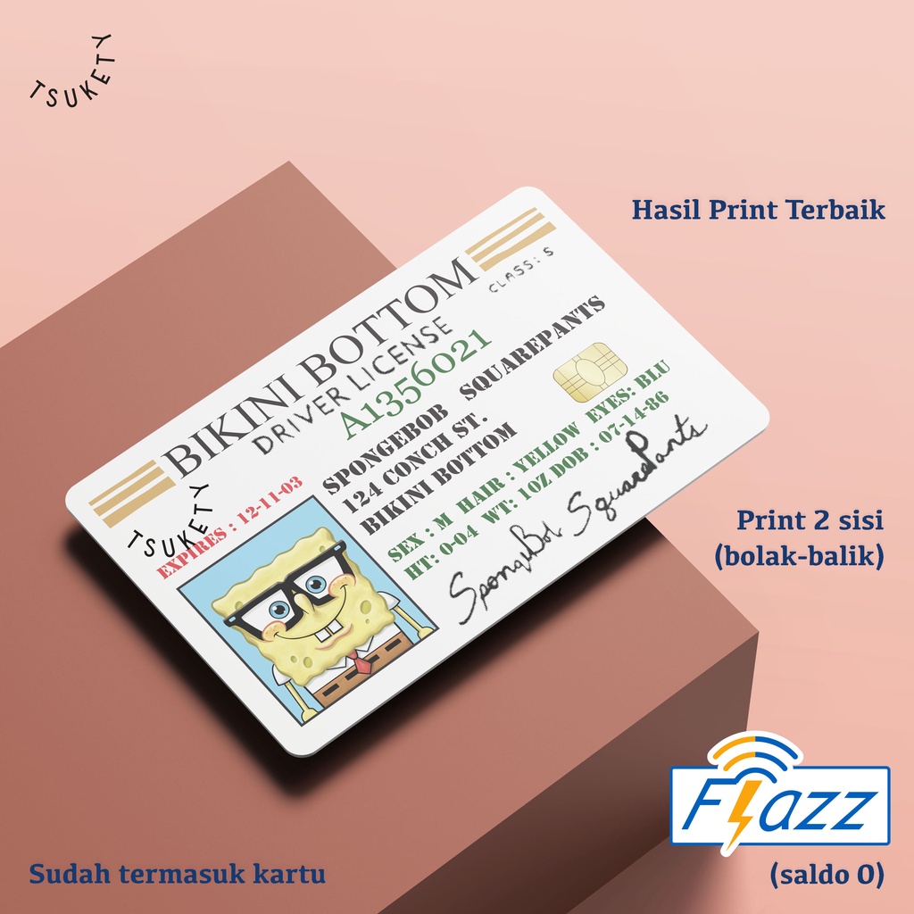 kartu emoney flazz spongebob patrick sim driver license bikini bottom