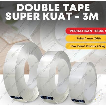 Double Tape Bening Tahan Air 30mm x 2m Acrylic Washable isolasi bolak balik dobel doble tip