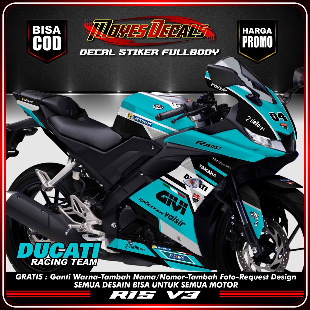 DECAL STICKER YAMAHA R15 V3 DUCATI TOSCA FULL BODY