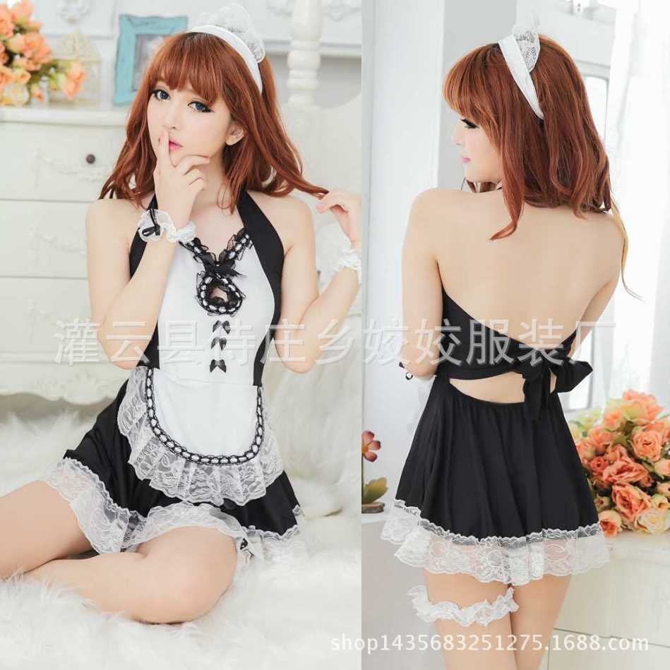 LI-05 black maid sexy lingerie baju tidur wanita