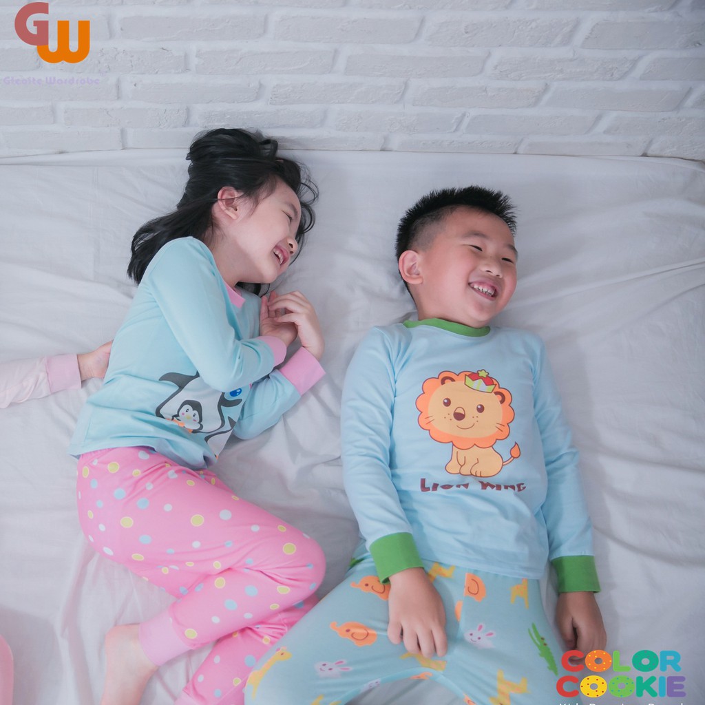 GW Gleoite Wardrobe baju tidur anak laki laki piyama katun bayi anak singa raja piyama lengan panjan-1