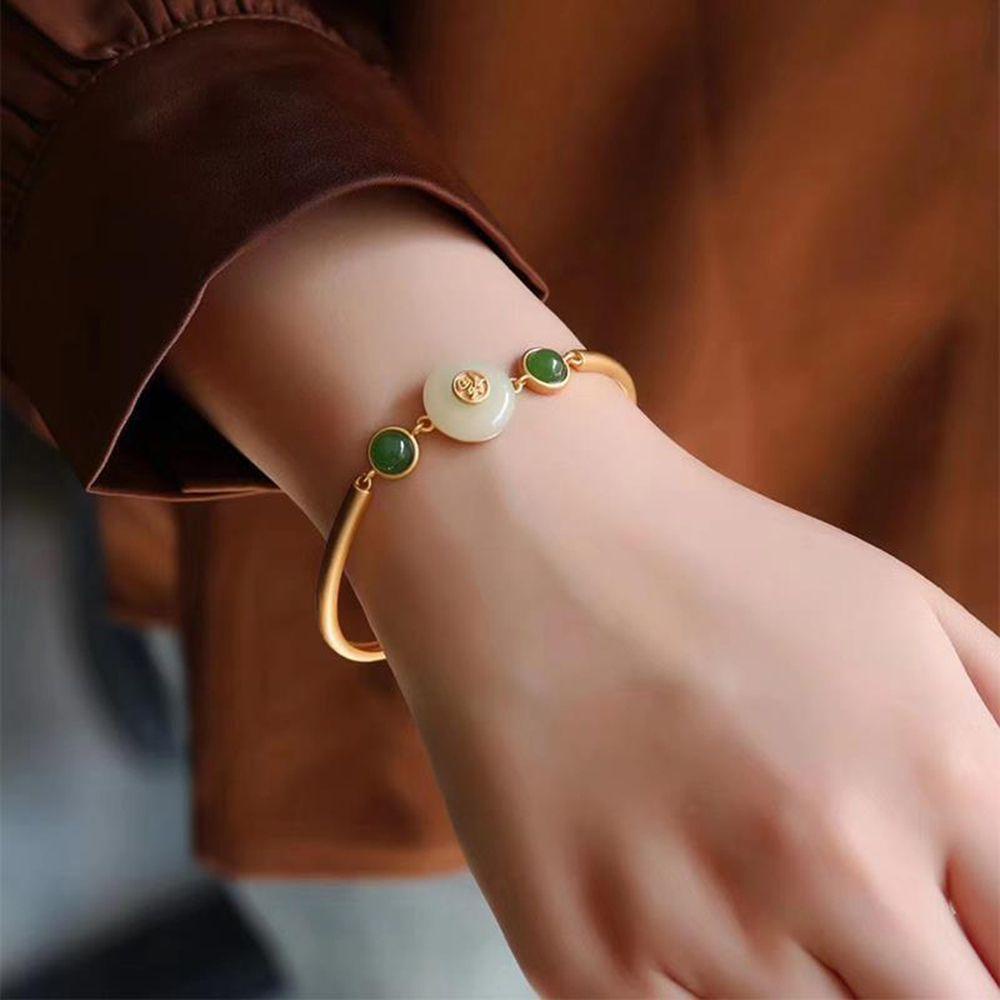 Mxbeauty Gelang Giok Imitasi Fashion Klasik Perhiasan Aksesoris Gadis Hanfu Aksesoris Gaya Cina Wanita Bracelet