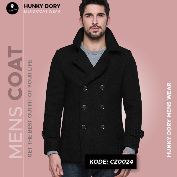 Autumn Winter Men's Fashion Wool Woolen Coat Double Breasted