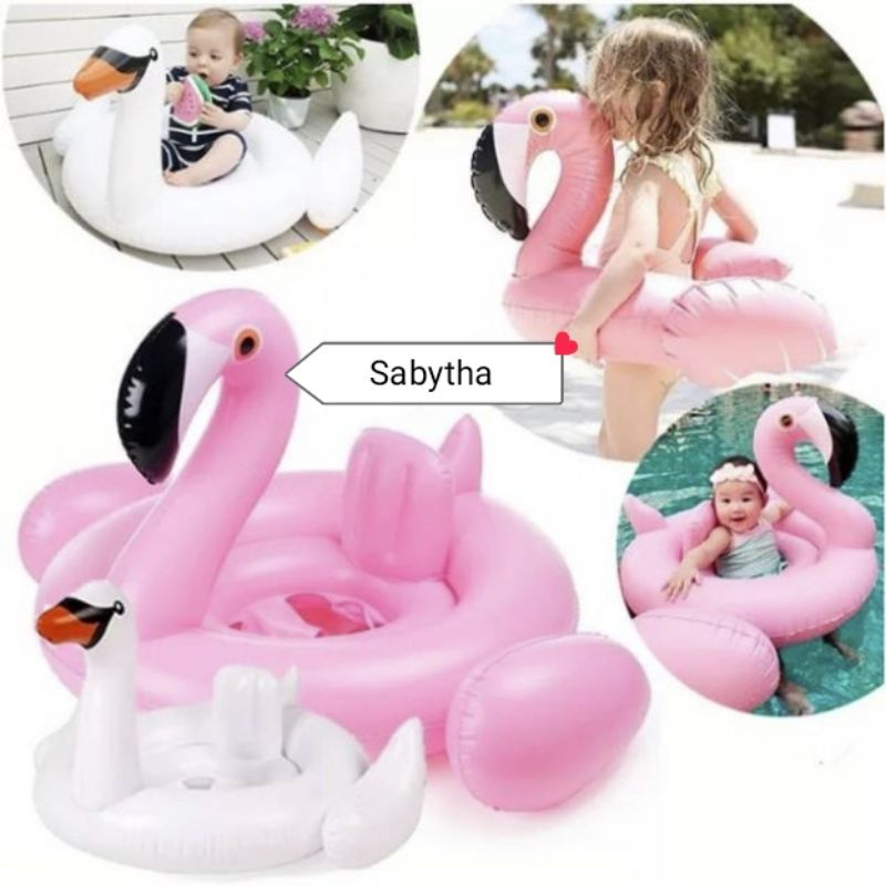 Ban Renang Tiup Bayi / Baby Inflatable Swan Flamingo / Pelampung Flamingo