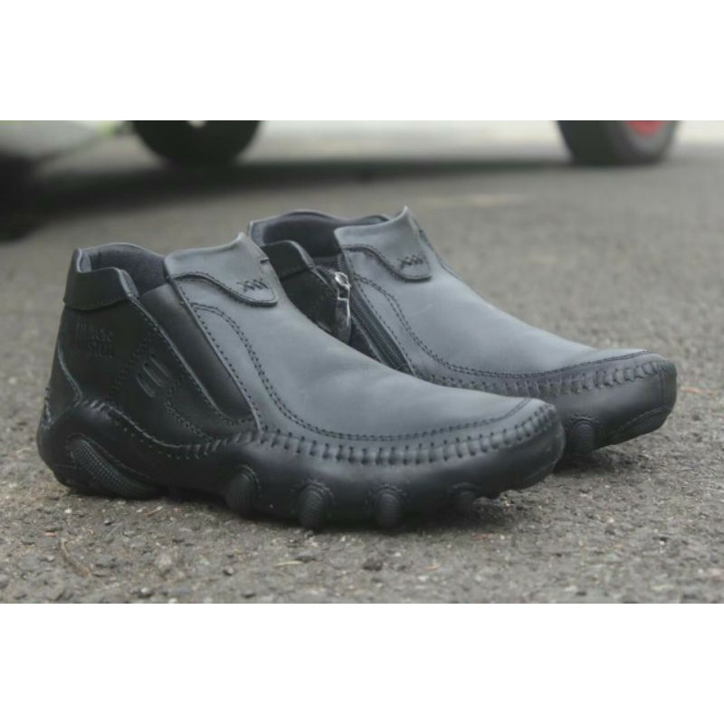 SEPATU ZIPER KERJA PRIA KULIT ASLI BLACK MASTER GATUSO ORIGINAL - SEPATU PANSUS KULIT ASLI